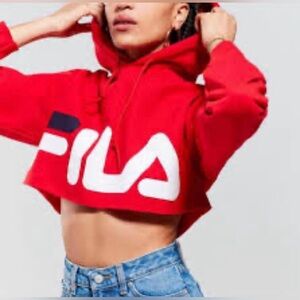 FILA Vibrant Red Cropped Hoodie